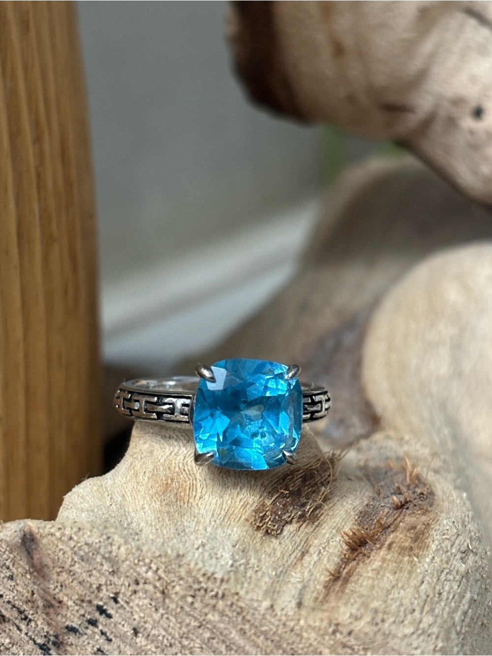 Effy Sterling Silver Cushion Blue Gemstone Ring